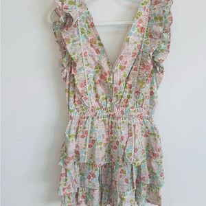 Floral Ruffle V-Neck Dress